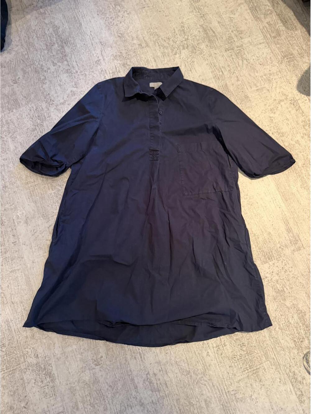 COS Navy Blue ALINE Short Sleeve Polo Cotton Shirt Dress us 14